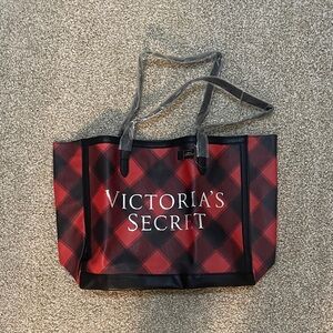 Victoria's Secret Red and Black Plaid Tote